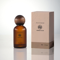 Botol semprot parfum kaca, isi ulang kosong bentuk silinder 30ml 50ml 100ml dengan tutup bola kayu
