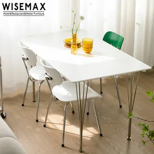 WISEMAX-muebles nórdicos de acero inoxidable, mesas de comedor, muebles de restaurante, encimera de madera, mesa de comedor de metal MDF, juego de sillas