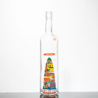 Botol Kaca Vodka Gin Kosong Mewah Ukuran Tinggi 750ml dengan Cetak Offset, Finishing Extra Flint, dan Tutup Sekrup Ropp