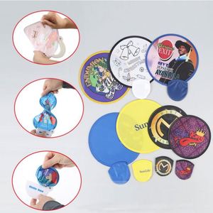 Ventilateur de poche pliable personnalisé en gros d'usine, mini-ventilateur pliable en nylon, éventail rond pliable type frisbee - Product Image 4
