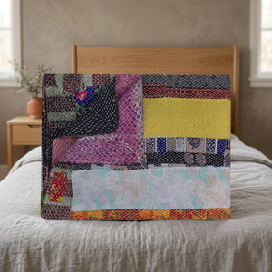 Vintage Kantha <b>Quilt</b> Reversible Kantha <b>Blanket</b> Wholesale kantha <b>Quilt</b> Handmade Sari Throw - Product Image 3