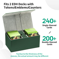 Boîte de rangement pour cartes X-Large en cuir PU double, pour plus de 200 cartes sous étui, qualité supérieure, couleur écologique, 3 plateaux, capacité de 100+ cartes