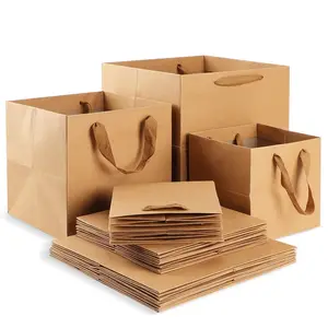 High Quality Shopping Kraft Large Gift Bags Retail Merchandise Wedding Party Brown Kraft Paper Bags Men Retail Bag