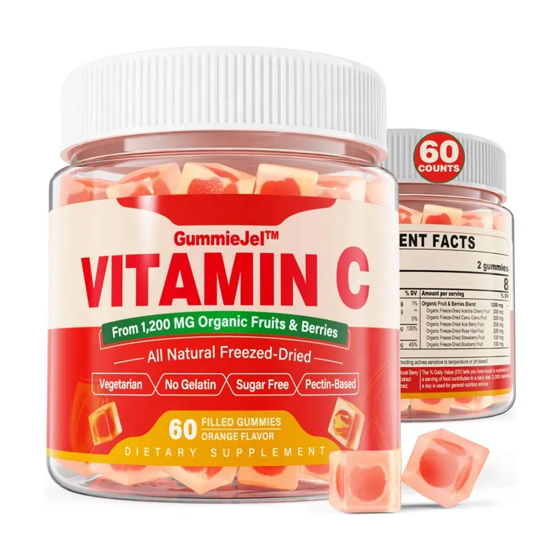 Vegan Whole Food Vitamin C Supplement Center Gefüllte zuckerfreie Vitamin C Gummies für Erwachsene und Kinder