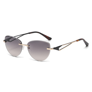 Lunettes de soleil œil de chat, demi-cerclées, verres dégradés, unisexe, protection solaire pour adultes, protection UV à 100% - Product Image 5