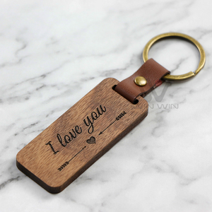 LLavero de Metal y madera Natural con logotipo grabado, llavero de cuero para coche, pedante para regalo del <span class=keywords><strong>padre</strong></span> - Product Image 2