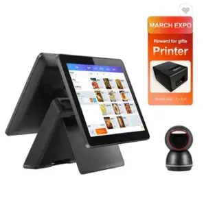 Caixa registradora tudo em um 15 polegadas POS Terminal Windows Android Billing POS Sistema AIO 15,6 polegadas Touch Screen POS Máquina