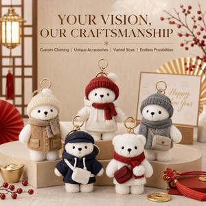 OEM ODM Personnalisé <span class=keywords><strong>Porte</strong></span>-clés Mascotte en Peluche Ours Trèfle Enneigé, Vente en Gros, Cadeau du Nouvel An, Logo, CPC, Cadeau de Fêtes Saisonnier, Jouet en Peluche - Product Image 1