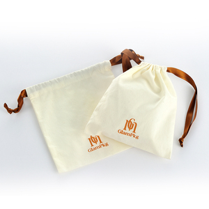 GLAMPKG Luxury <b>Drawstring</b> Dust Cotton Canvas Linen Jewelry Packaging Gift Exquisite Ribbon Handle Paper Bag With Custom Logo - Product Image 4