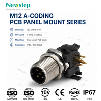 Conector Circular Automotriz M12 de Latón con Codificación A, 5 Pines, Montaje en Panel PCB, Montaje Trasero, Soldadura, IP67 IP68, Resistente al Agua