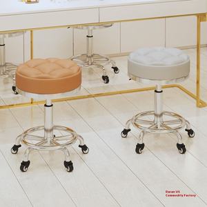 Chaise de salon de beauté à fond de teint spécialisé Poulie rotative Tabouret de coiffure à domicile Tabouret de maquillage Ascenseur en métal Dossier de salon de coiffure - Product Image 4