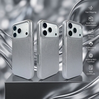 Étui de téléphone en PU doublé de flocage magnétique, coque de protection intégrale antichoc argentée métallique pour iPhone 15 à 17 Pro Max