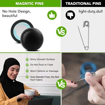 Hijab Magnete 12 Paare - Magnetische Brosche Herzform Für Tücher & Kleidung