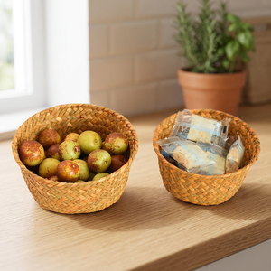 Vintage Circle Seagrass Woven Multi-Purpose Small Storage Basket for Home Use - Product Image 2