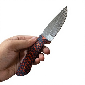 Cuchillo de hoja fija Drop Point de acero de Damasco con mango colorido, personalizable para caza, camping y supervivencia - Product Image 3