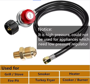 Regulador de propano de alta presión ajustable de 20 PSI con manguera, manguera reguladora de parrilla de <span class=keywords><strong>Gas</strong></span> LP con accesorio de tubería 1/8 MNPT para QCC1 - Product Image 5