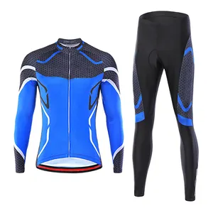 Custom Winter Road Bicycle Long Sleeve with Tights Cycling Wear Men's Cycling Jersey Set