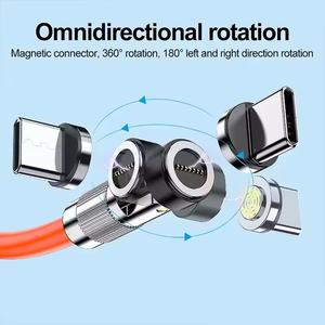 Kabel pengisi daya Cepat magnetik 6A 120W, kabel Data rotasi 540 derajat 3 in 1 untuk iPhone untuk Samsung - Product Image 4