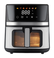 Friteuse à air électrique multifonctionnelle 10L en acier inoxydable, modèle carré moderne avec écran tactile couleur, sans huile, pour usage domestique - Vente en gros