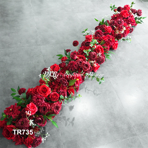 DKB Artificial Flower Factory Wholesale Handmade High Simulation Environment-Friendly Artificial Silk Flower Runner Red Rose - Product Image 3