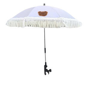 Sombrilla para Cochecito <span class=keywords><strong>de</strong></span> Bebé, Entrega Rápida, 8 Varillas, Rotación <span class=keywords><strong>de</strong></span> 360°, Abrazadera con Borlas y Estampado <span class=keywords><strong>de</strong></span> Oso, para Uso en Exteriores - Product Image 4