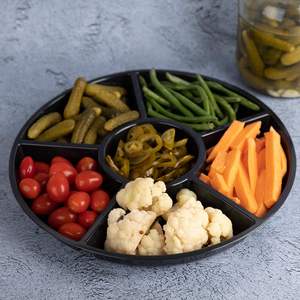 Elegant Black Round Plastic Catering Food Serving Snack Salad Dessert <strong>Candy</strong> Fruit Vegetable Appetizer <strong>Tray</strong> - Product Image 1