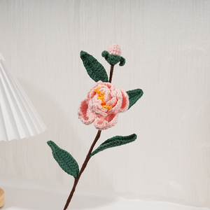 Handmade duy nhất <span class=keywords><strong>Camellia</strong></span> Crochet hoa dệt đan tự làm quà tặng handmade hoa trà nhân tạo - Product Image 5