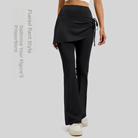 Nouveau pantalon jupe évasé froncé effet deux pièces taille haute rehausseur de hanches pour le yoga, le Pilates, la gym et l'entraînement quotidien