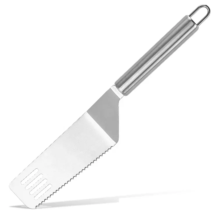 Edelstahl Küchenschneider Servieren geschlitzte Spatulas Dreher Metall kleine Spatula professionelle Mini-Servier-Spatula