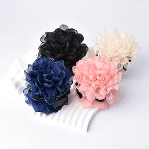 Hot European And American Seersucker Burning Edge Handmade Flower Hairpin