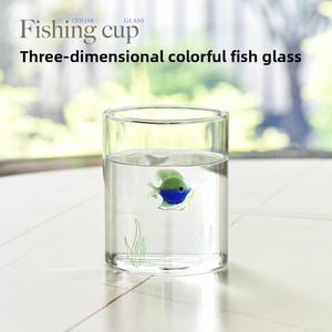 Taza de Agua de Vidrio de Borosilicato con Diseño de Pez Adorable, Creativa con Relieve y Adhesivo de Alta Calidad, Resistente al Calor para Oficina, Taza para Té/Jugo/Café - Product Image 2