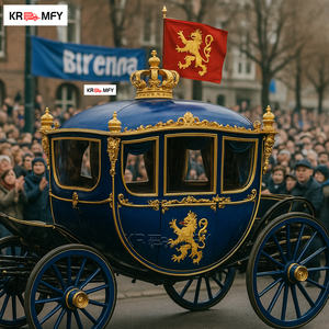 Mural Escultórico de Doble Fila, Dorado, de Lujo, con Carruaje de Caballos para Boda Real, Eléctrico, de Fabricante - Product Image 5