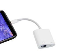 Adaptor Ethernet OTG Tipe C ke RJ45 Kabel Jaringan LAN/Hub Dengan Kamera USB 3 dan Port Pengisian Daya untuk IOS/iPad Flash Drive