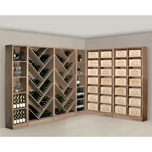 Exclusive Design Factory Supply Solid Wood Large Red Wine Shelves Wine Bottle Display Racks