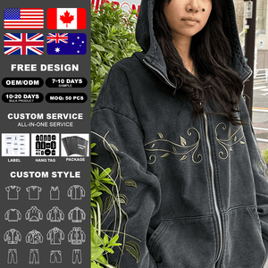 Sweat à capuche unisexe KingSen personnalisé avec logo brodé, 100 % coton, style streetwear, imprimé, grande capuche, délavé à l'acide, écologique - Product Image 2