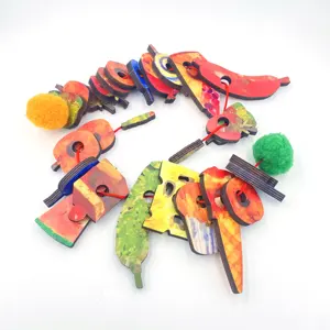 2023新款批发彩色水果食品毛毛虫儿童儿童益智木制玩具珠玩具