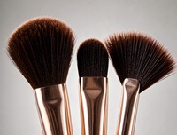Ensemble de 5 pinceaux de maquillage avec logo personnalisé, manche imprimé floral, virole or rose, poils synthétiques doux, outils cosmétiques OEM ODM
