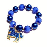 Journée des enfants dessin animé Bracelet filles en plastique perlé poney pendentif Bracelets princesse bijoux mignon élastique perle enfants Bracelet