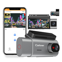 Caméra de tableau de bord 4K Carlover 3 objectifs Wifi avant intérieur arrière Caméra de tableau de bord de voiture 4k Boîte noire Caméra vidéo DVR pour tableau de bord de voiture