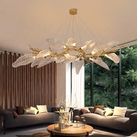 Lustre Créatif de Luxe en Forme de Feuille, Personnalisé pour Villa, Duplex, Escalier, Club, Restaurant, Décoration d'Ingénierie Luminaire