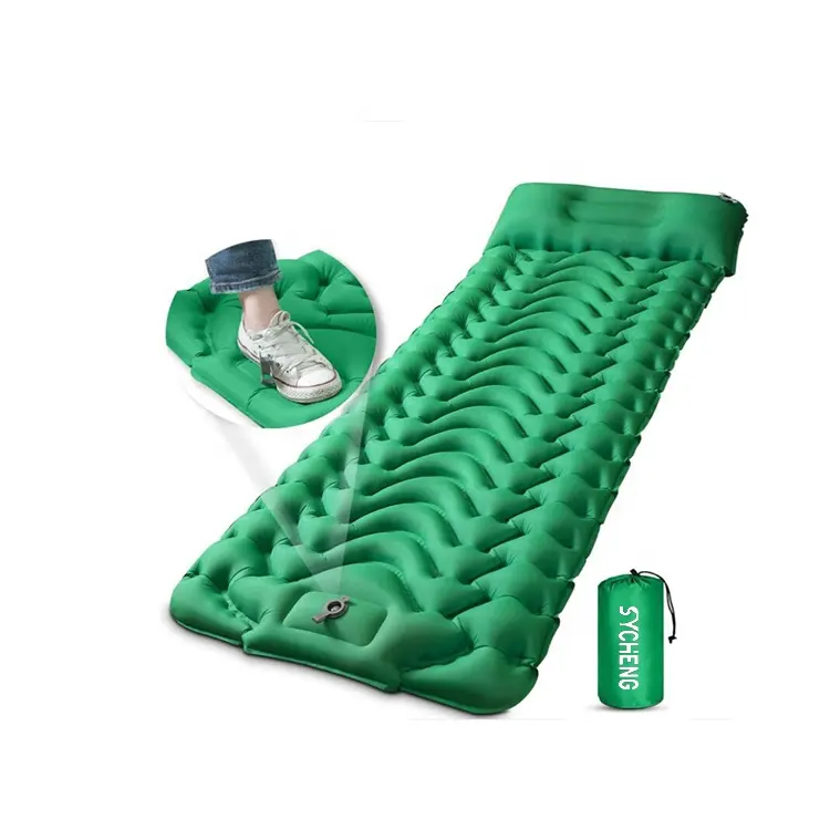 Duurzaam Opblaasbare Strand Mat Automatische Kussen Lichtgewicht Slapen Pad Extra Dikke Zelfopblazende Foam Camping Mat Met Kussen