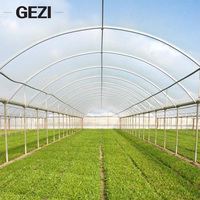 Serre agricole à double couche, à travée unique, à profil en dents de scie, avec film plastique en polyéthylène (PE/ETFE) pour diffusion automatique