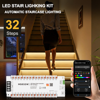 Contrôleur d'éclairage d'escalier LED 5-24V avec télécommande sans fil, portée 30m, kit capteur de mouvement automatique PIR, variateur d'intensité pour éclairage d'escalier