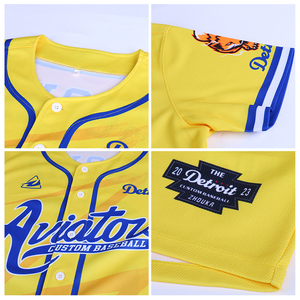 Maglia da Baseball Personalizzata <span class=keywords><strong>a</strong></span> <span class=keywords><strong>Righe</strong></span> Rossa e Oro, Divisa da Softball Sublimata, Uniforme da Baseball Vuota - Product Image 4