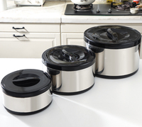 Lot de 3 boîtes isothermes noires en acier inoxydable grande capacité à double paroi pour repas chauds, casseroles et conservation des aliments – Vente Flash