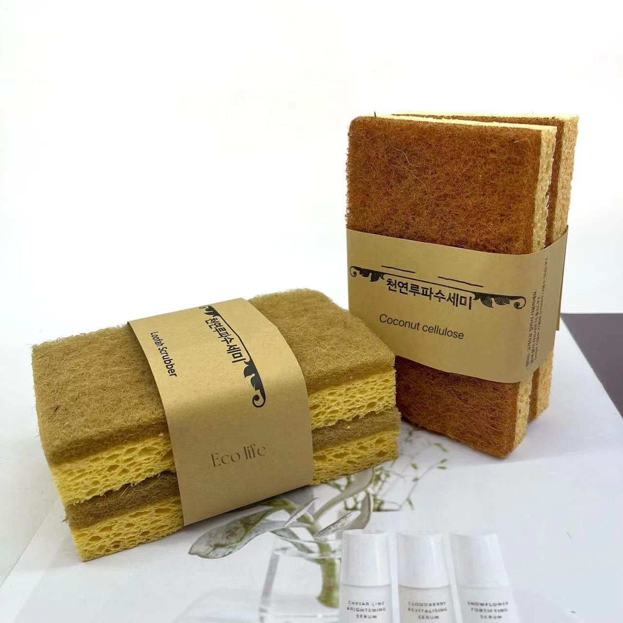 Eco-friendly Coconut Complex Cellulose Sponge Natural Dish Cellulose Cleaning Kitchen Sponge Eco Sisal Scourer