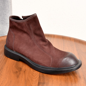 Botas de cuero de caña alta para hombre, de piel de vacuno de grano completo, botines de negocios de cuero genuino con suela gruesa y cremallera, zapatos formales de cuero. - Product Image 5