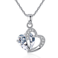 Bijoux transfrontaliers européens et américains mode amour coeur encart zircon collier personnalité féminine version coréenne simple loc