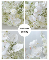 Arco Floral Blanco Estilo Europeo para Bodas, Arreglo de Flores de Seda para Escenario de Boda, Fondo de Bienvenida con Panel KT y Decoraciones para Ceremonia