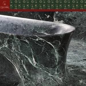 Bañera Ovalada Independiente de Mármol Verde Alpi para Baño de Lujo Estilo Chalet Alpino GOLDKING, Verde Intenso con Vetas Blancas, OEM Personalizado - Product Image 5